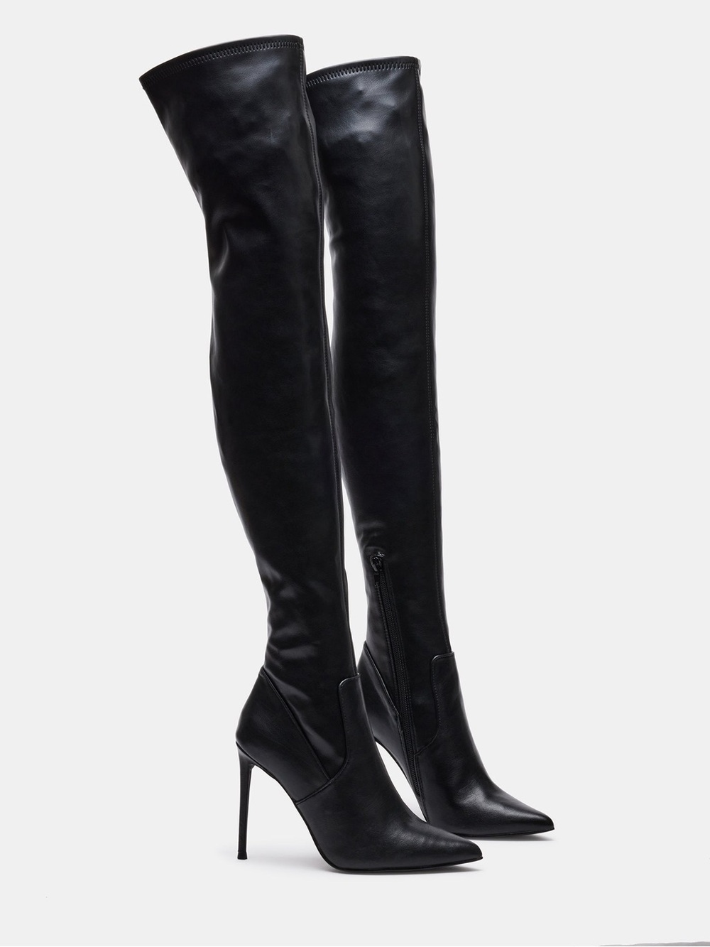 Black Over-the-Knee Stiletto Boots - Women's